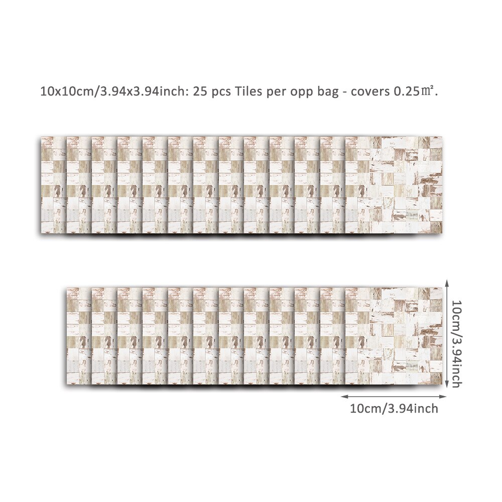 Funlife® Light Brown Wood Mosaic Tile Sticker Peel&amp;Stick Wall Sticker Kitchen Easy to Clean Self-Adhesive Kitchen Backsplash DIY