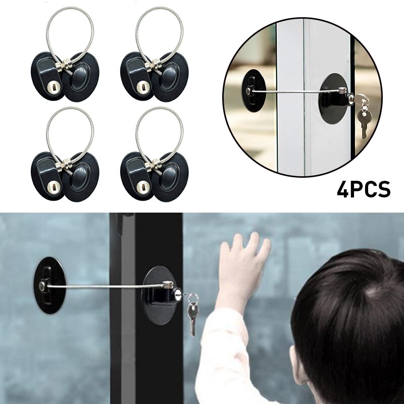 4PCS Safety Lock Children Refrigerator Door Lock with 2 Keys Infant Kids Security Window Lock Cabinet Lock Fridge Locks