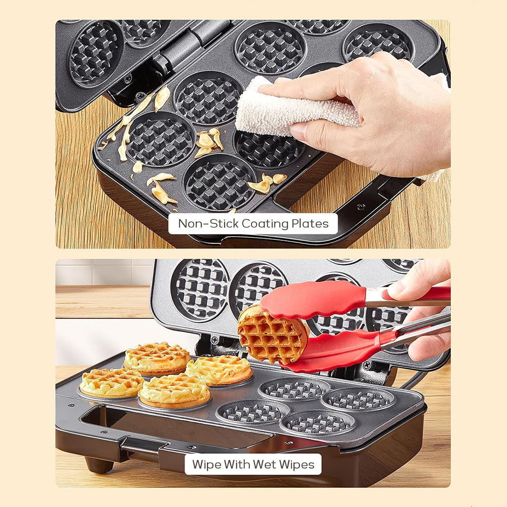 Mini Waffle Maker 8 x 2'' Tiny Waffle Cooking Machine Nonstick Iron Cake Waffles Griddle Quick Heat-Up for Kids Snack Breakfast