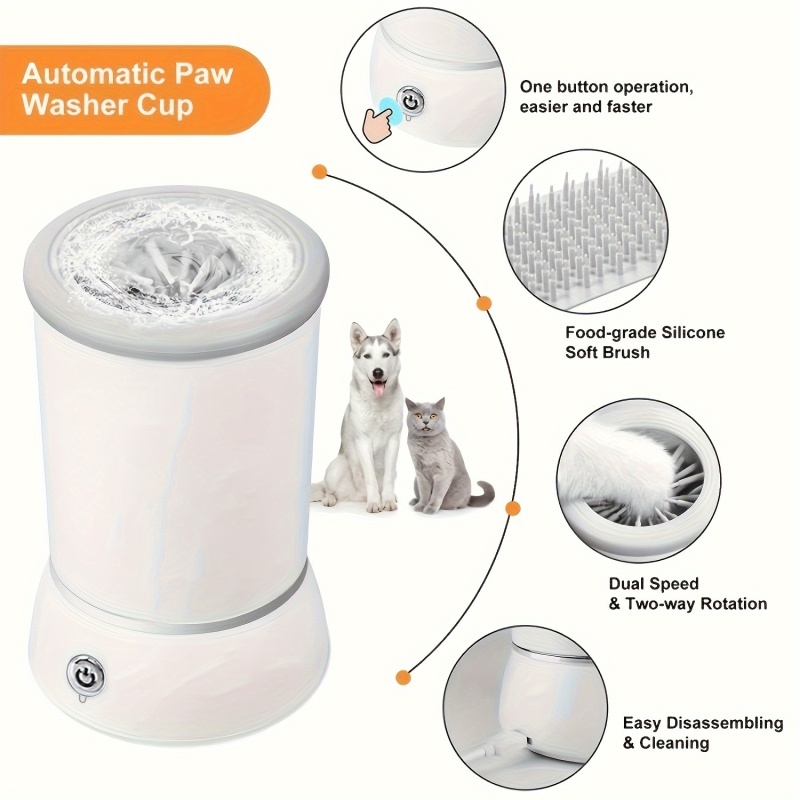 LAMGOOL-lavadora de pies para mascotas, limpiador eléctrico de patas para mascotas, taza de limpieza automática de pies para mascotas, limpiador portátil rápido de poco ruido para patas de perros y gatos