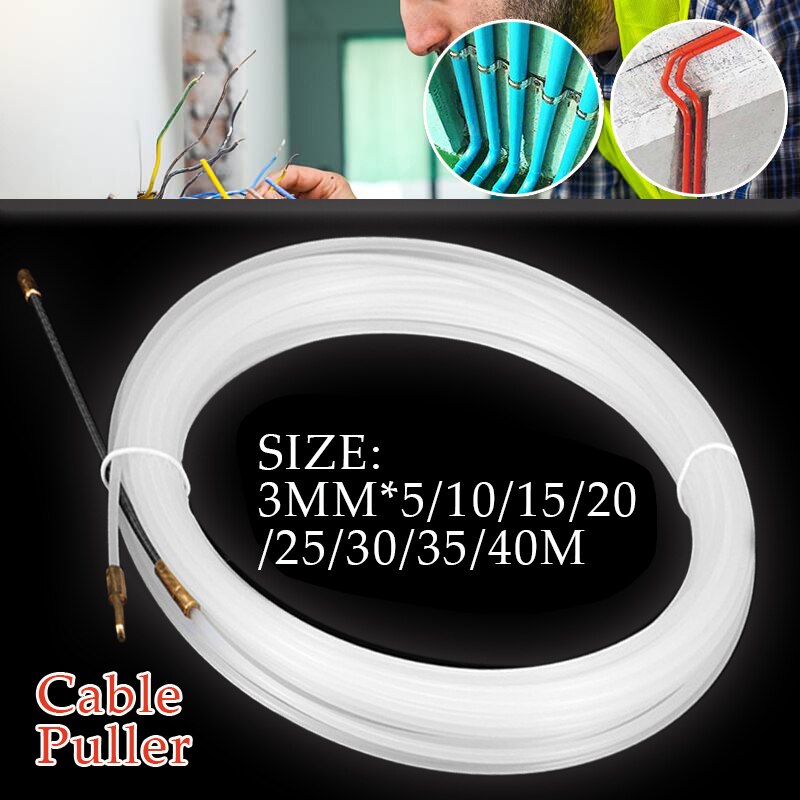 Witte Gids Apparaat Nylon Elektrische Kabel Push Trekkers Duct Slang Rodder Vis Tape 3Mm 5 Tot 40 Meter Elektrische draad Threader