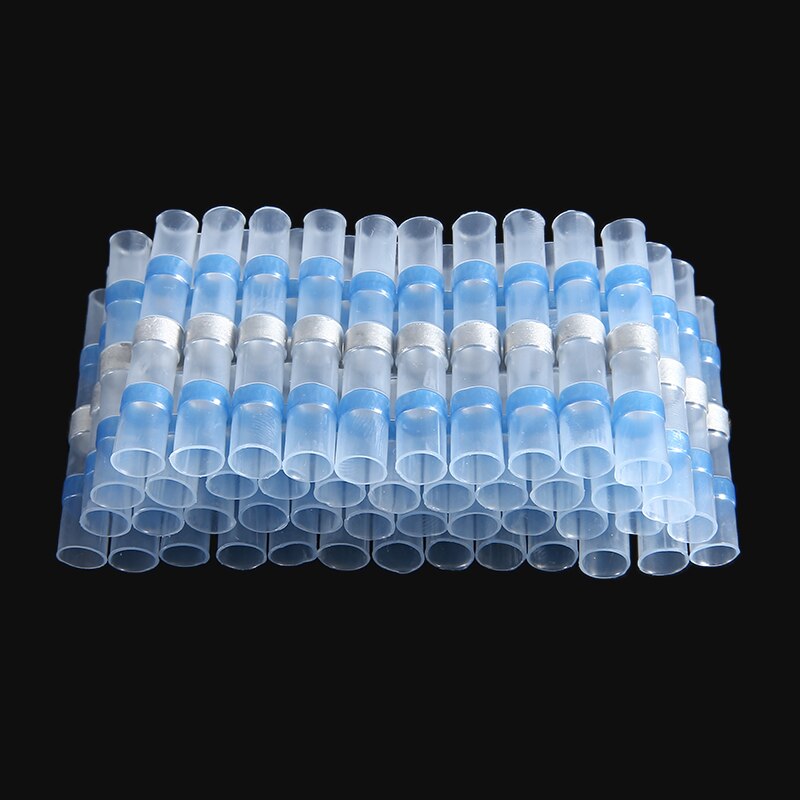 50PCS Heat Shrink Solder Seal Wire Sleeve Butt Splice Connectors Waterproof Electrical Wire Insulated Terminals Kit 14-16AWG