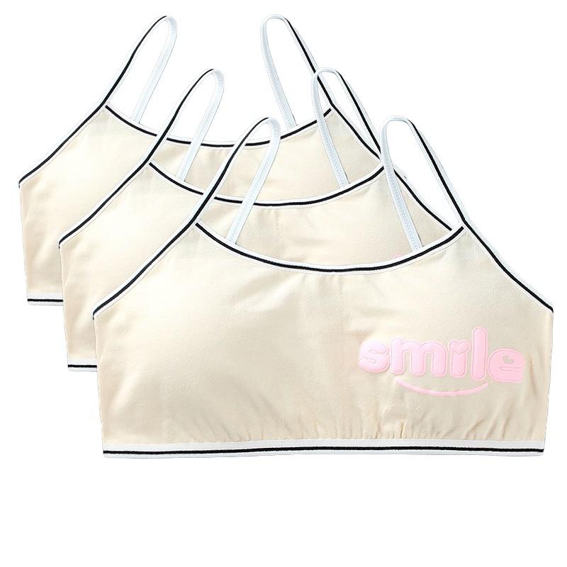 Sujetadores de entrenamiento para niñas, ropa interior de algodón con letras bonitas, para adolescentes y niños, 3 unids/lote: I