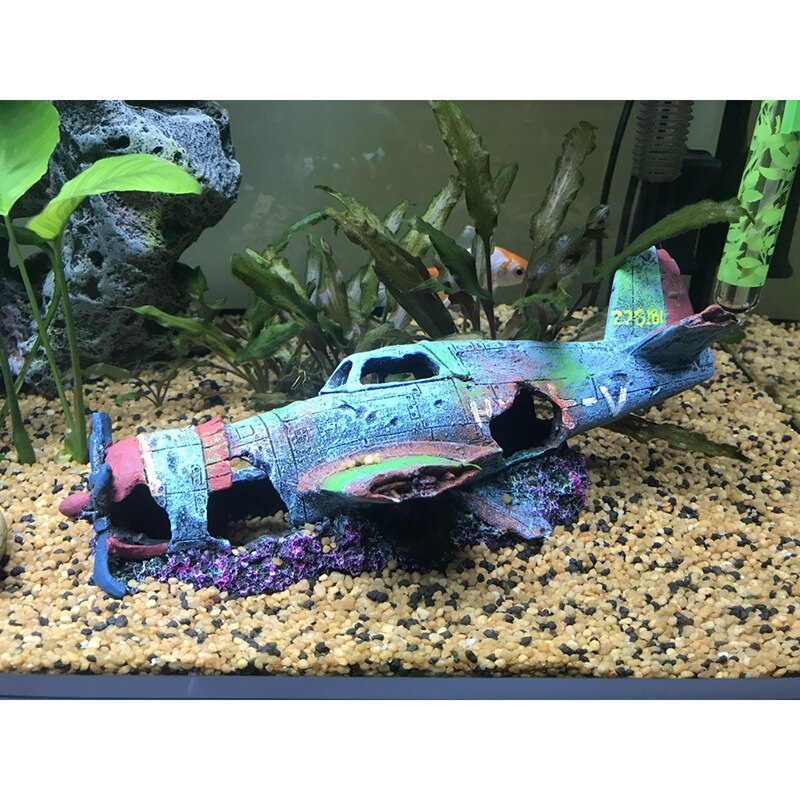 Hars vliegtuigwrak vliegtuig kunstmatig vaartuig aquarium grot huisdecoratie aquarium decoratie