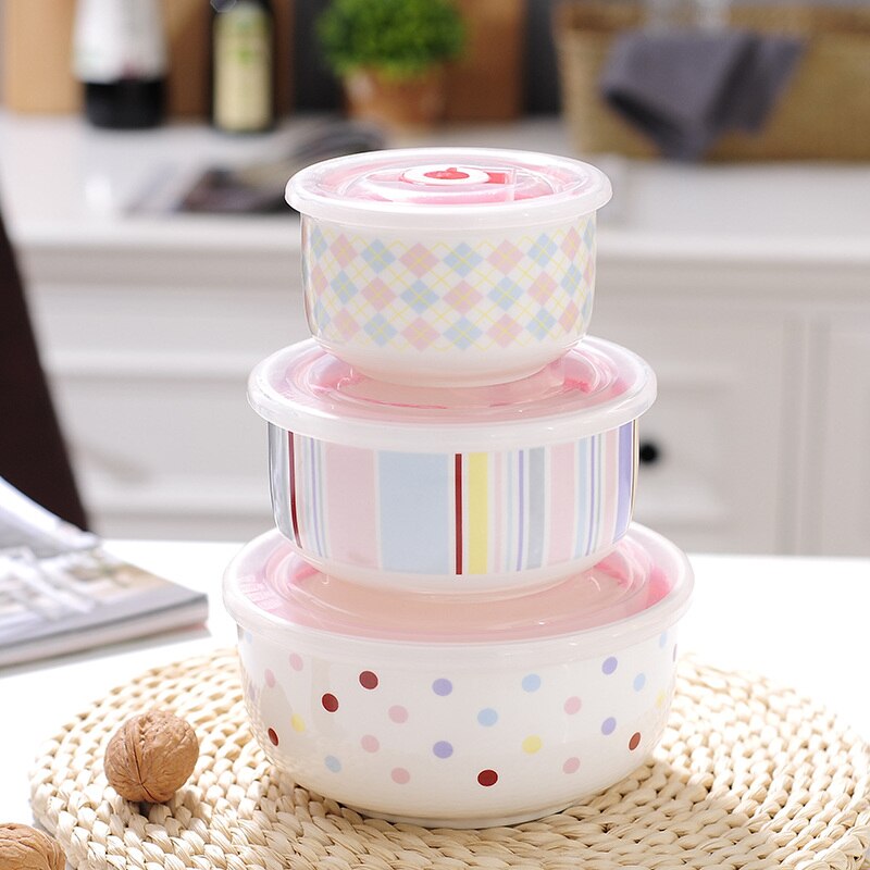 Terrines Vers Houden Kom Afsluitdeksel Met Gat Servies Voedsel Opslag Servies 3 Pcs Set