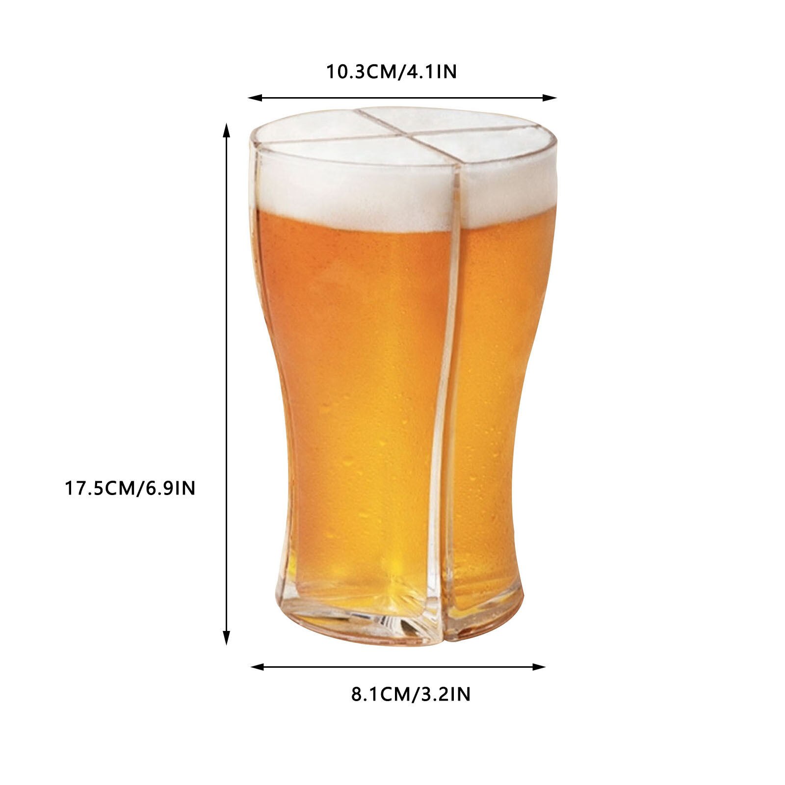 Super Schooner 4 Part Large Capacity Beer Glasses Mug Cup Separable Thick Beer Mug Glass Cup Transparent for Club Bar Party Home: C