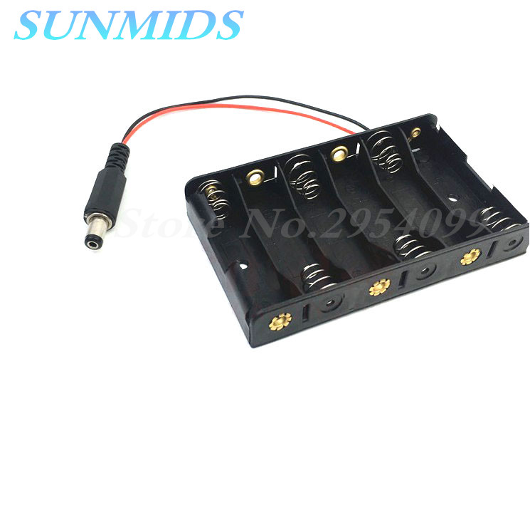 2pcs 6xAA Battery Holder with DC2.1 Power Jack for Arduino UNO