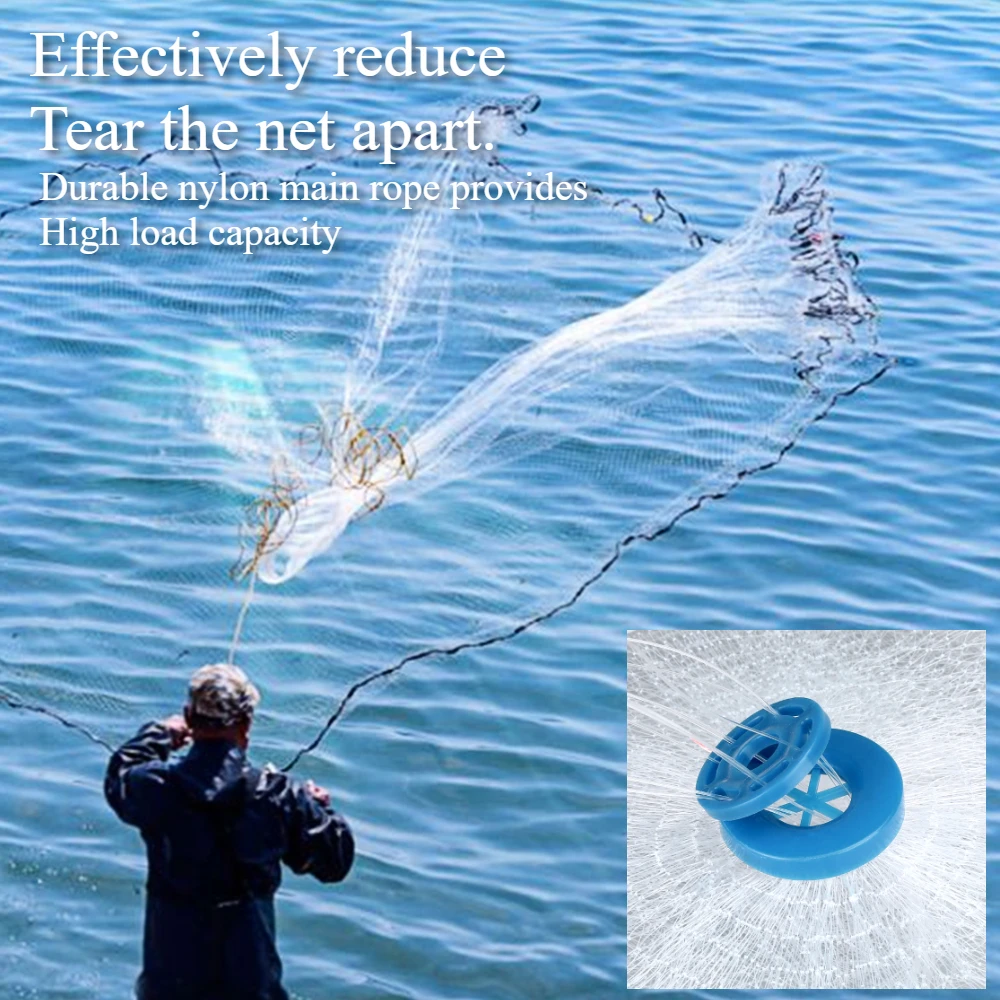 Rete da pesca americana in acqua salata con piombo in zinco e secchio impermeabile 3/4/5/6/7/8/9/10Ft raggio lancio rete da pesca trappola per esche
