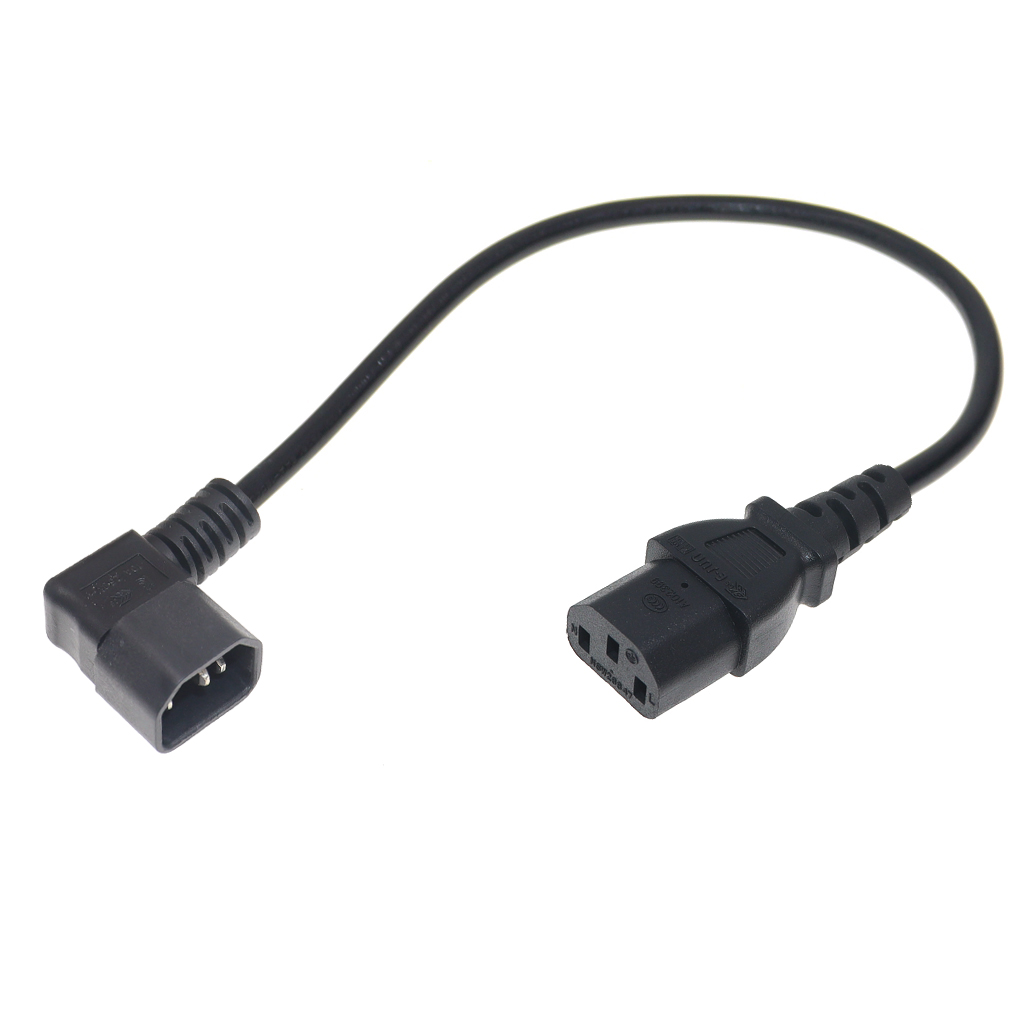 IEC60320 C13 Angle Converter Angle Extension Cable C13 to C14 PDU Up Down Right Angle Power Cables Male to Female AC Power Cord: grey