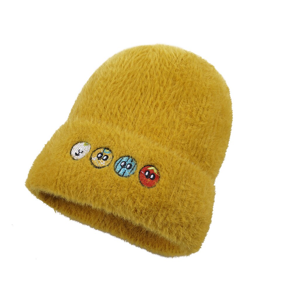 Zimowy nowy wełniany czapka walcowana krawędź spiczasta czapka robiona na drutach norek sierść królika zagęszczona ciepła wełna czapka