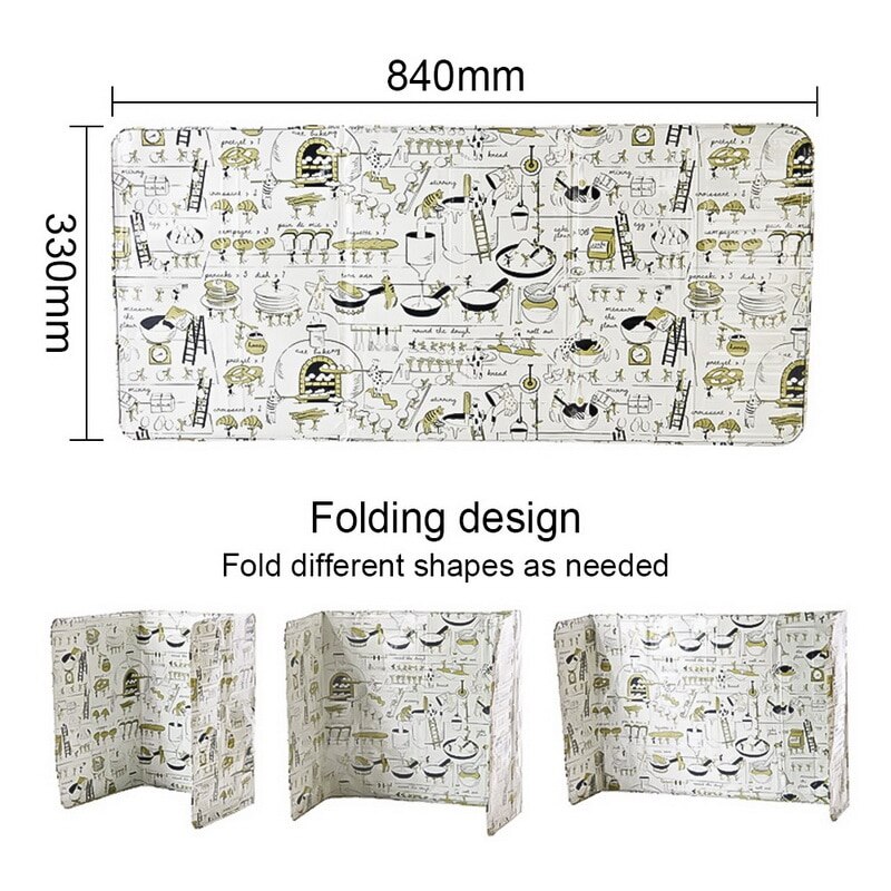 1PC Kitchen Gadgets Oil Splatter Screens Aluminium Foil Plate Gas Stove Splash Proof Baffle Home Kitchen Cooking Tools: D