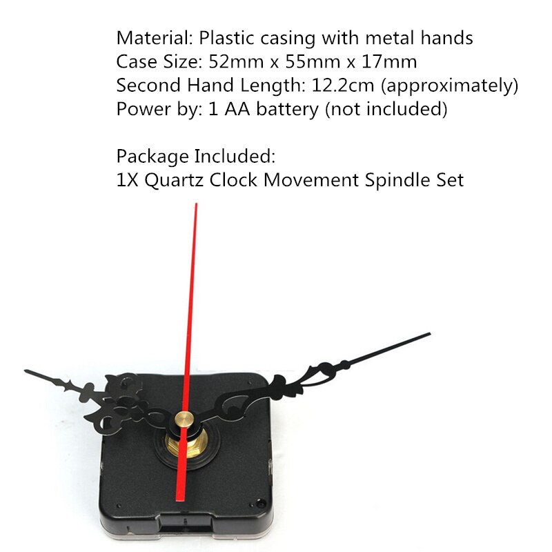 Diy quartz horloge stille wandklok uurwerk quartz reparatie uurwerk klokmechanisme onderdelen met naalden 1 set: A