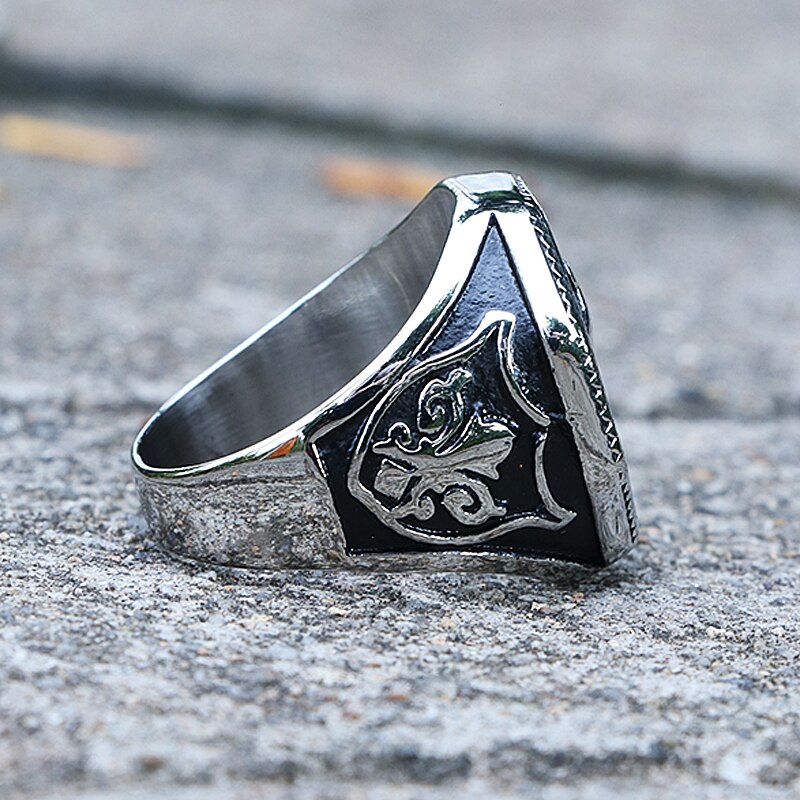 Gothic Slavic Perun Axe Biker Ring Men's Stainless Steel Punk Biker Rings Male Viking Slavic Perun Axe Ring