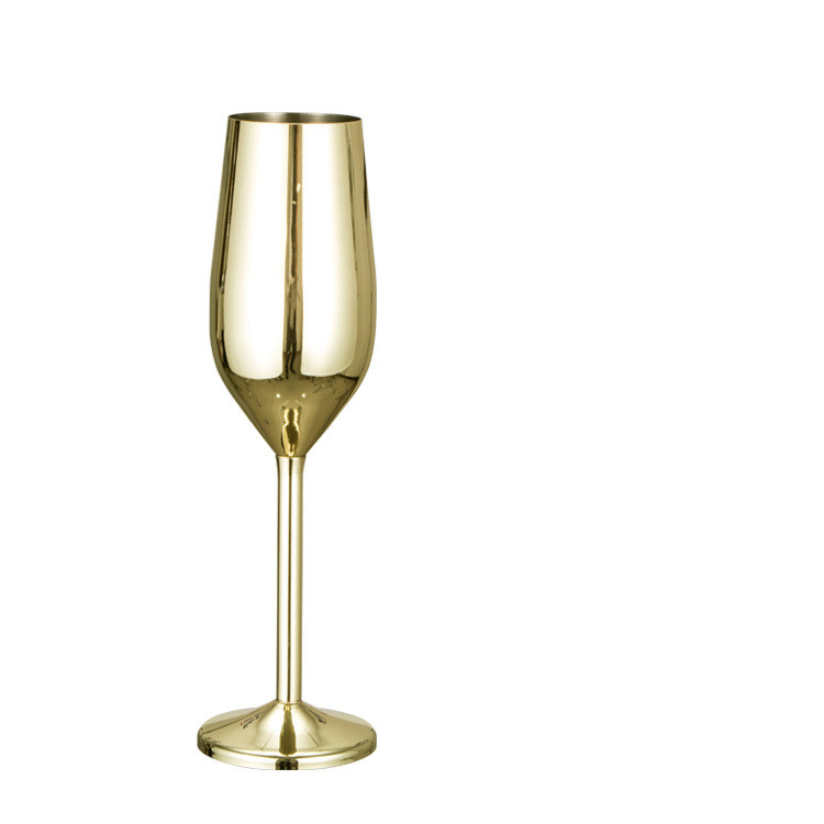 200ML Stainless Steel Cocktail Glass Unbreakable Champagne Flutes Glass Red Wine Cup for Wedding Parties: Gold