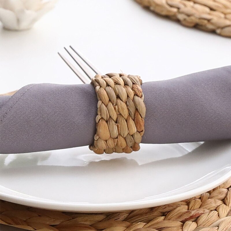 Rustieke Geweven Servet Ring Handgemaakte Natuurlijke Lisdodde Cucurbita Servet Gesp Houder Voor Diner Tafel Decoratie