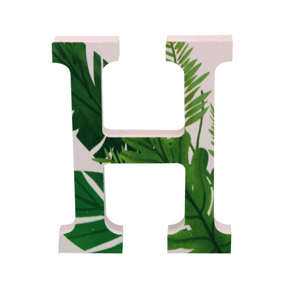 1Pc A to Z Summer White Tropical Plant Wooden Letter English Alphabet DIY wood Art Home Wedding Party Decoration: H