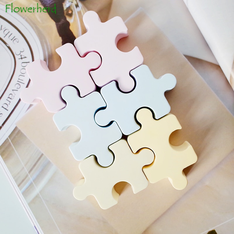 Puzzle molde de silicona para jabón, molde de resina para hacer jabón hecho a mano DIY, bandeja para cubitos de hielo, pastel, Chocolate, dulce, gelatina, pudín