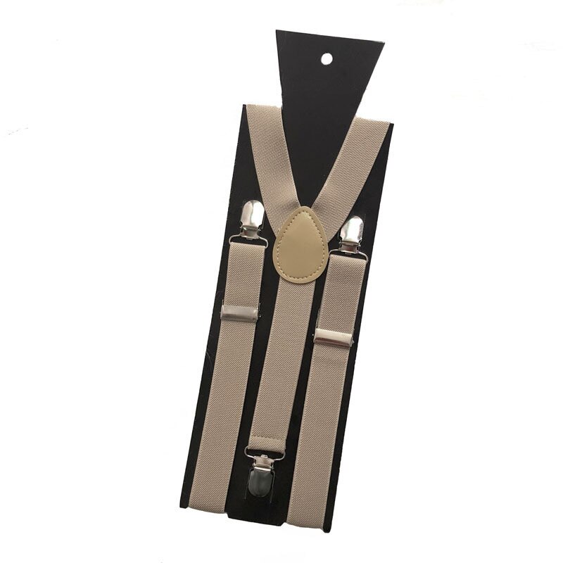 1PC Adult Suspender Adjustable Straps Metal Clip Elasticated Clip-on Men's Suspenders Shirts Pants Braces For Women Belt Straps: Khaki