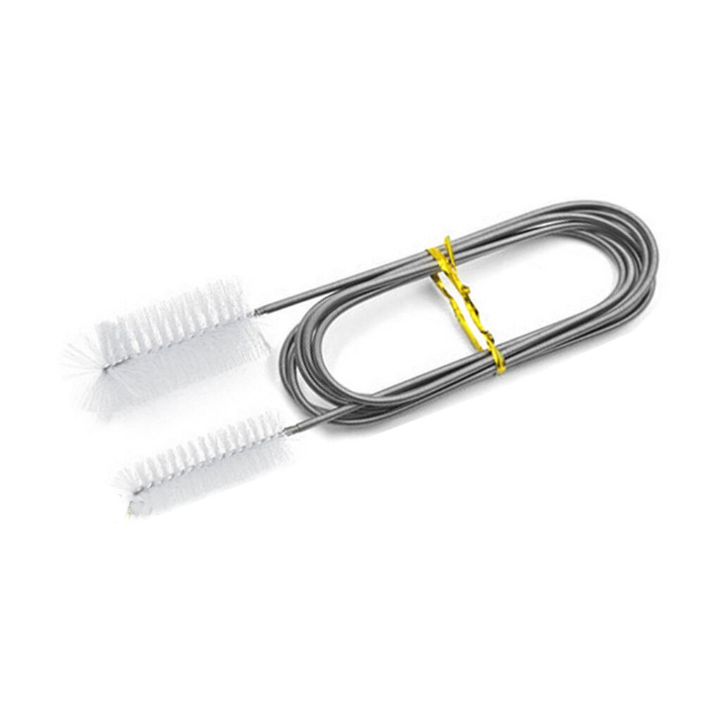 Cepillo de limpieza de tuberías de Acuario, tubo de aire Flexible, manguera de doble extremo, herramienta de limpieza de filtro de agua de tanque de peces, herramienta de lavado de nailon, 155cm: Blanco