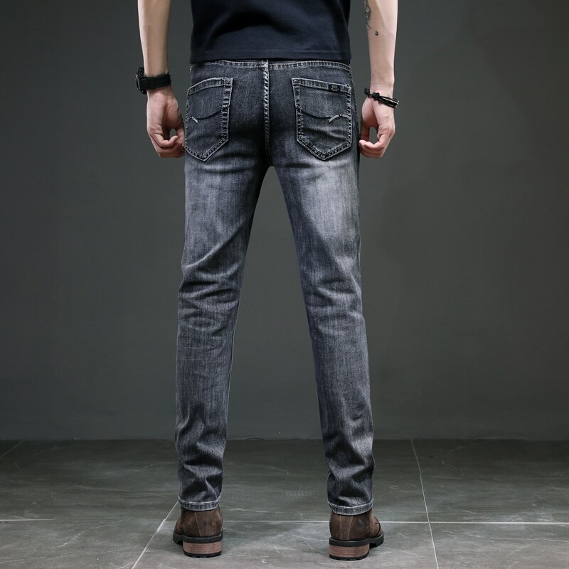 Kstun herrejeans almindeligt snit business casual straight fit mørkegrå stretchjeans til mænd gode herrebukser homme 40