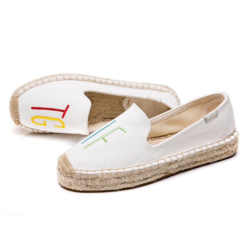 verano bordado TGIF lienzo Alpargatas mujeres pisos Insta Estilo De vacaciones alpargata plataforma Zapatos Alpargatas De Mujer