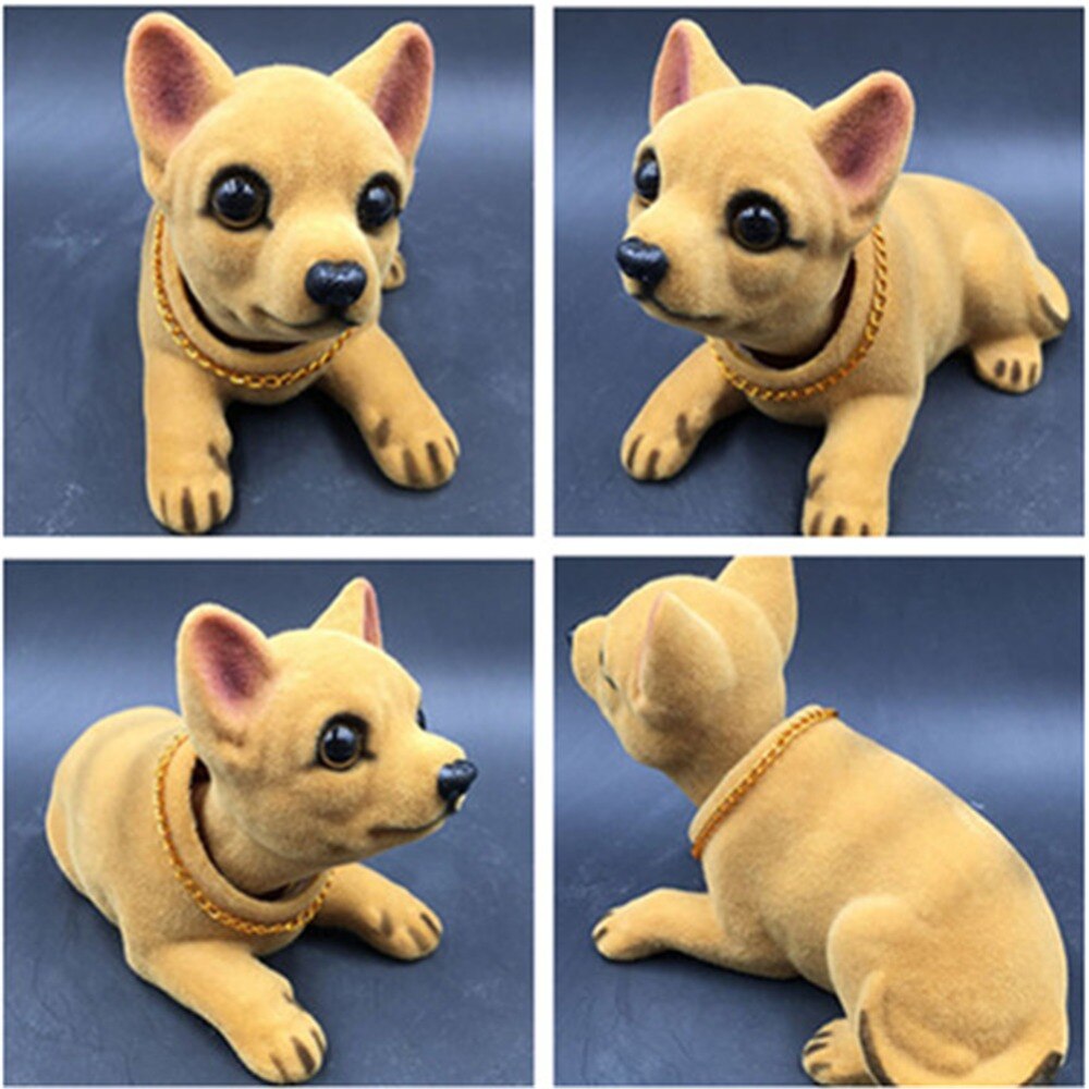 Adornos de coche para Chihuahua, juguetes para salpicadero de perros con cabeza oscilante, accesorios para coches