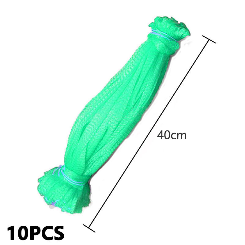 10Pcs Plastic Nylon Mesh Net Bags For Vegetable Fruit Egg Toys Food Storage Packaging Organizer Gardening Growth Mesh Bags: Green-40cm