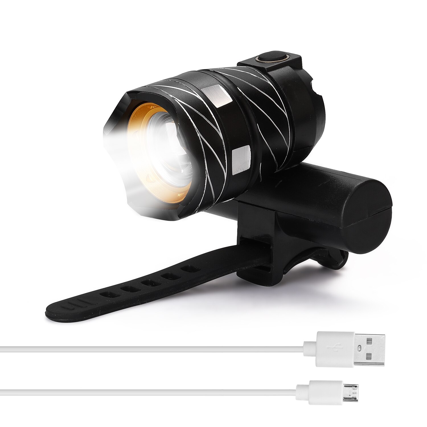 Fahrrad Licht Fahrrad Licht 15000 Lumen T6 LED Fahrrad Scheinwerfer Zoomen USB Aufladbare Aluminium Legierung Aktualisierung Berg Fahrrad Zubehör: Schwarz