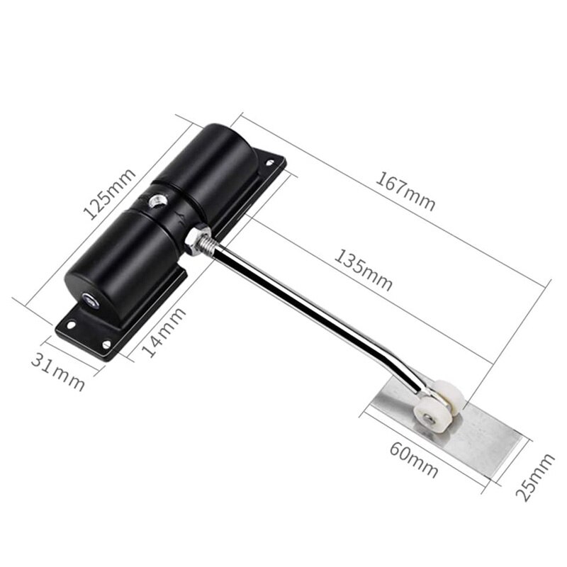 Brand Door Closer Automatic Adjustable Closers Light Duty Zinc Alloy Spring Door Closer（Black, white）