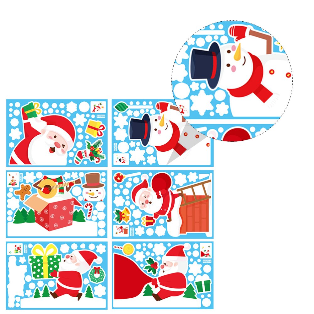 6Pcs Verwijderbare Kerst Glas Stickers Pvc Raamstickers Kerst Decals