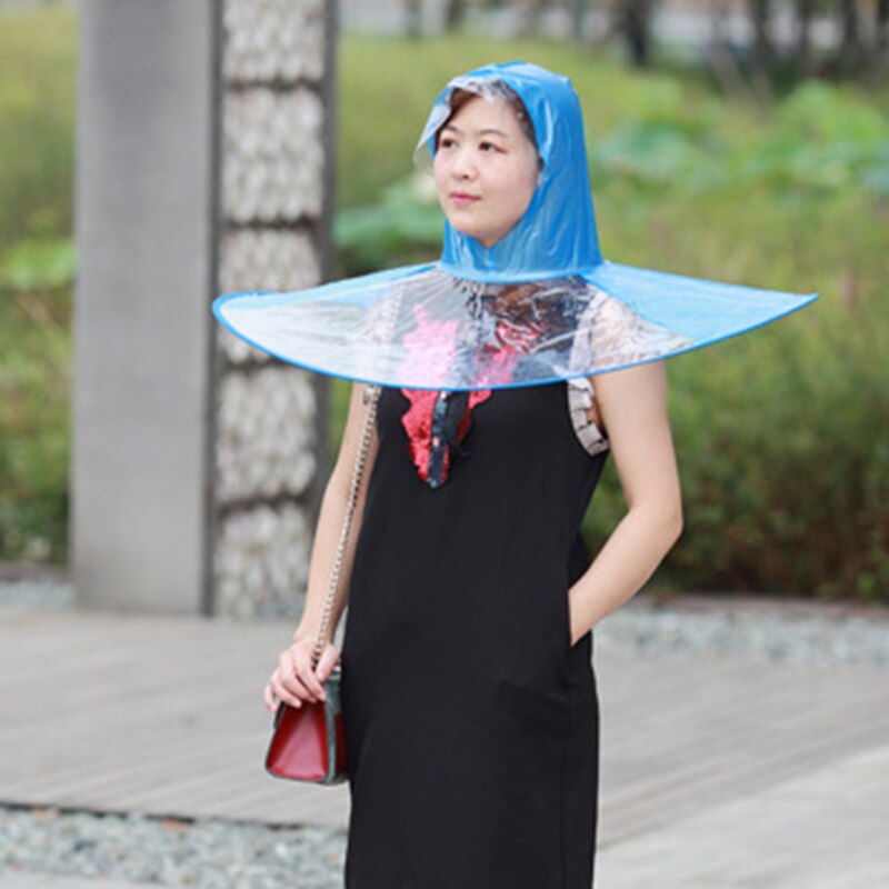 1pc Folding Transparent Umbrella Lightweight Waterproof UFO Rain Hat Kids Transparent Umbrella Flexible Hands Free