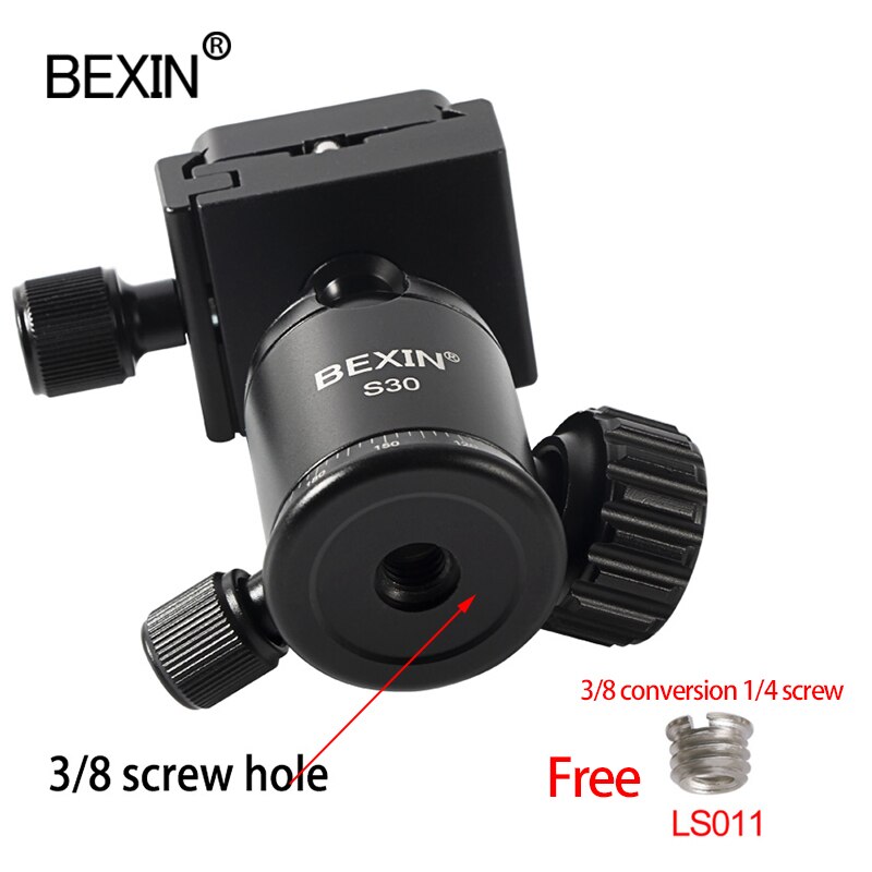 BEXIN S30 Tripod Ball Head Low Profile Tripod Head Panoramic Lower Gravity Center Smooth Operation Max Load 5kg