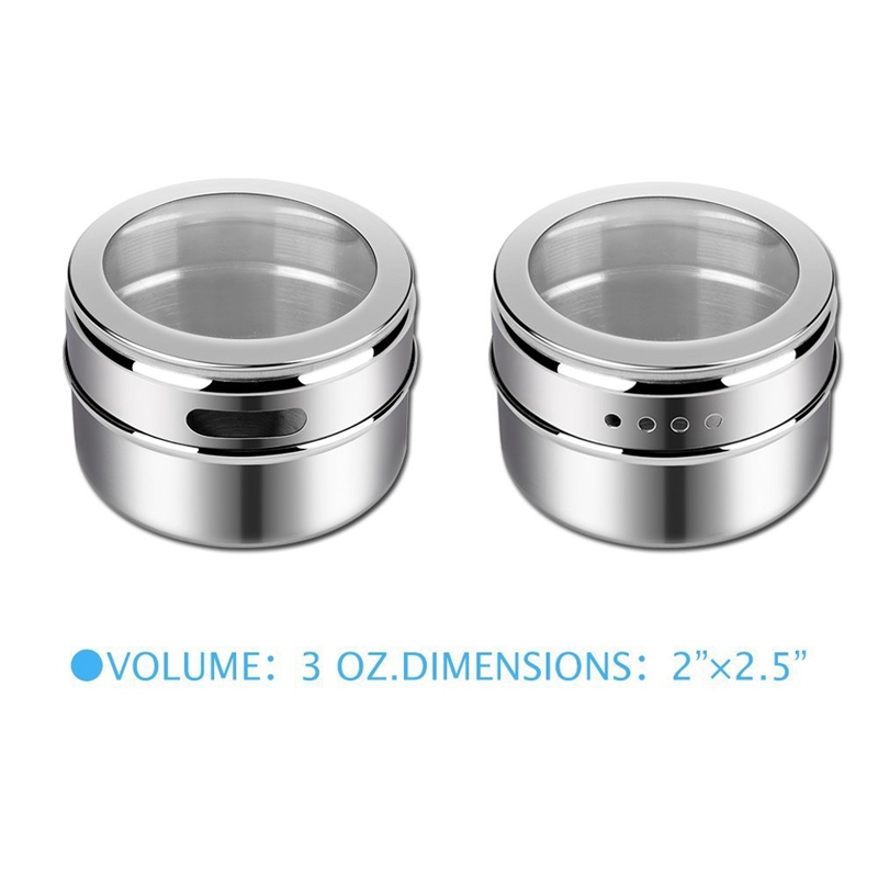 10 st/set genomskinligt lock magnetiskt rostfritt stål kryddburk sås peppar krydda förvaringsbehållare kök husgeråd