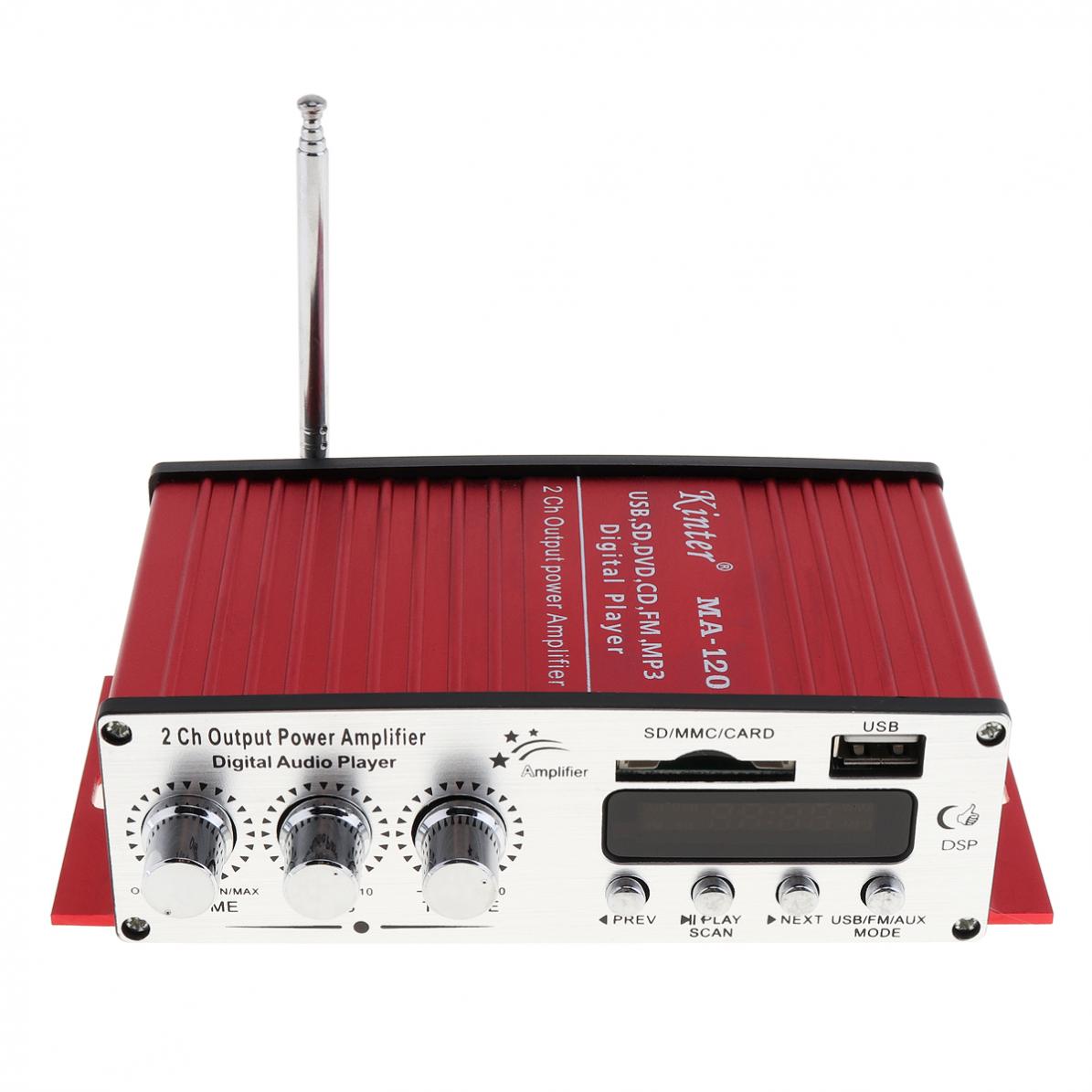 MA120 20W X 2 HiFi 2 Channel Output Power Amplifier FM Radio Player Support USB / SD / DVD / MP3 Input with Remote Control
