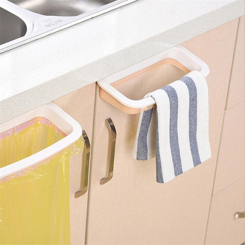 1Pc Kitchen Gadgets Cabinet Door Garbage Bag Shelf Kitchen Tools Rack Hanging Storage Trash Rack Kitchen Accessories Goods B