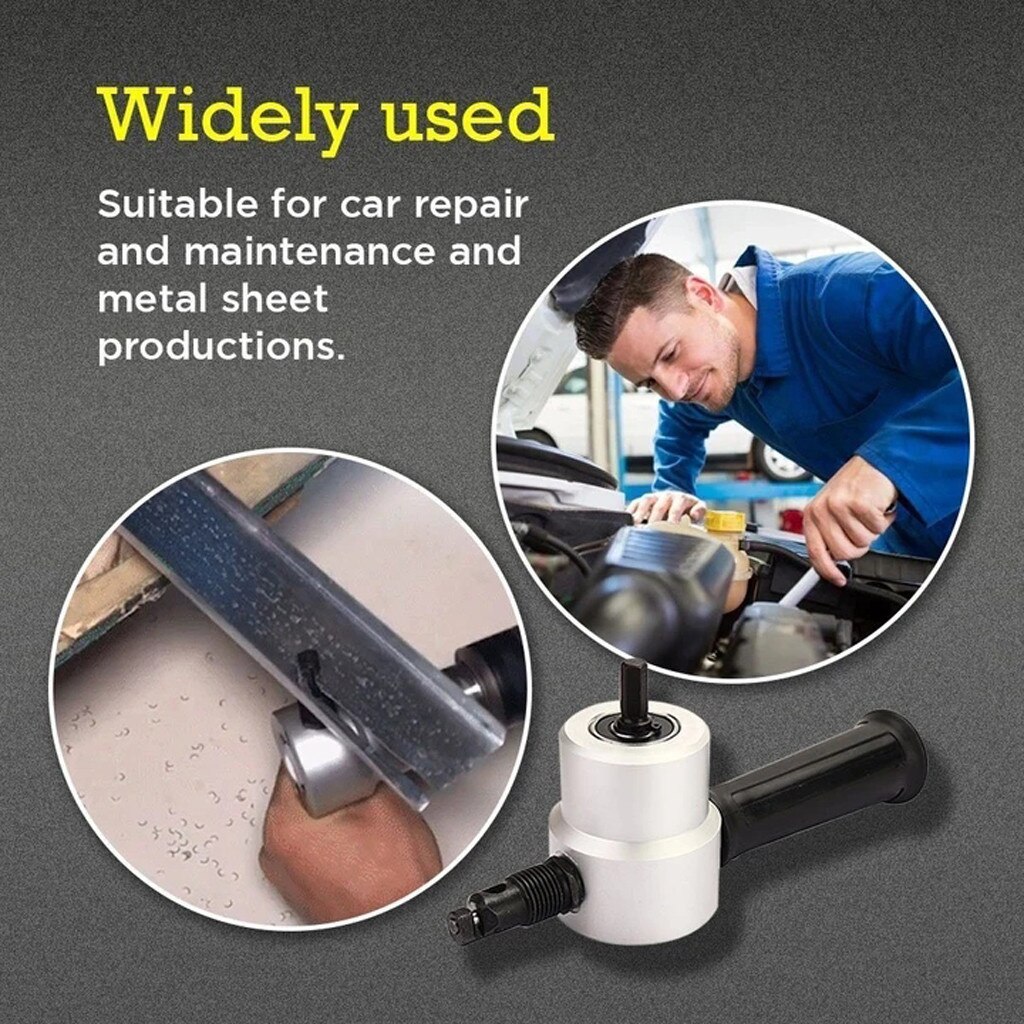 Nibble Metal Cutting Double Head Sheet Nibbler Saw Cutter Tool Drill Attachment Free Cutting Tool Nibbler Sheet Metal Cut #25