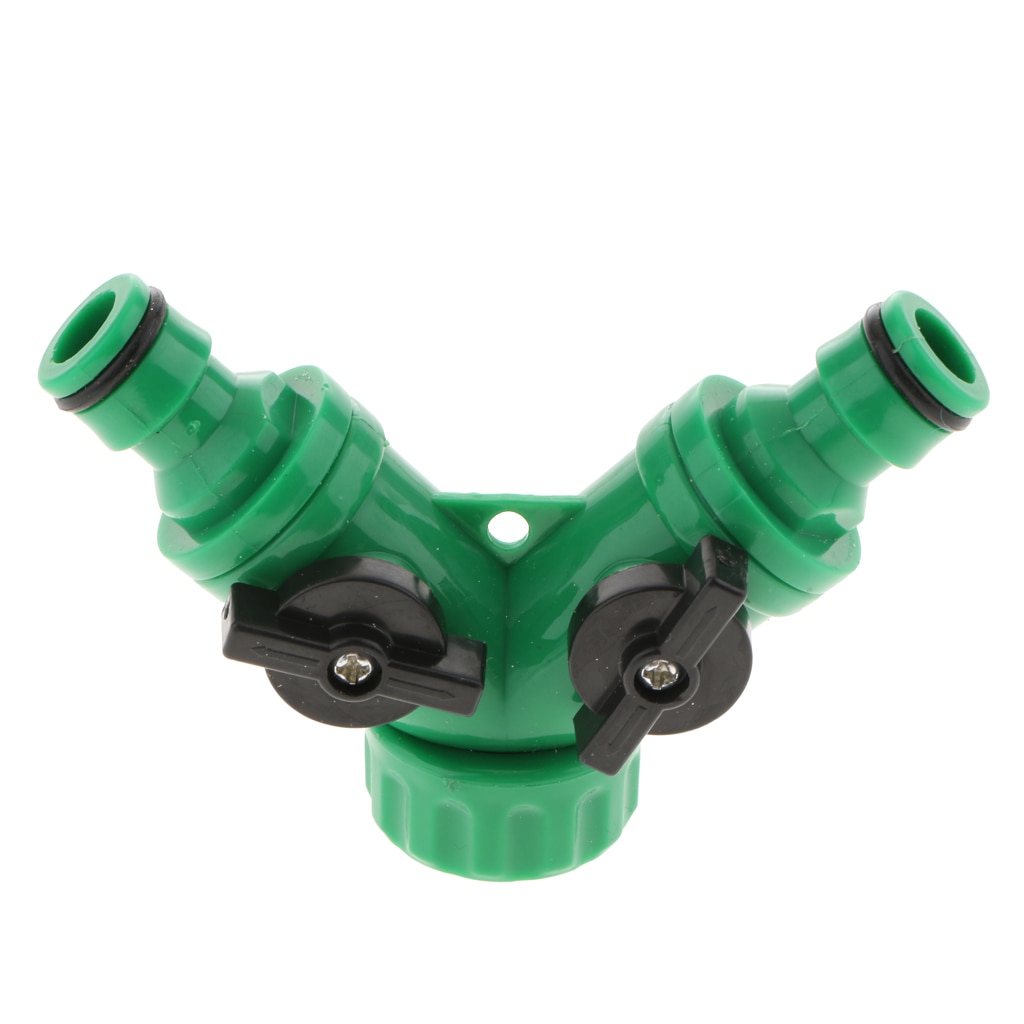 Garden 2-Way Y Adapter for Quick Connector w/ Switch on Irrigation Hose Pipe