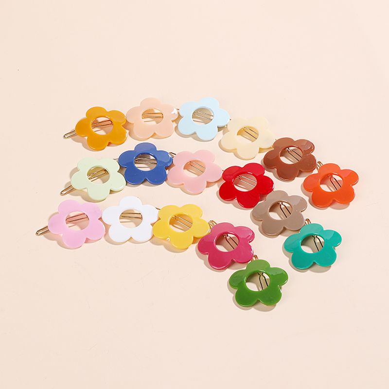 13 färg fancy akryl godis ihålig blomfärg hår groda clips grepp tillbehör för barn flickor