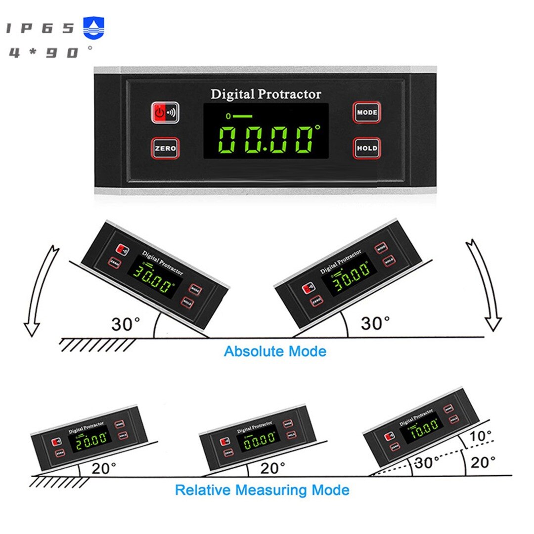 Inclinometer Digital Protractor/Level/Angle Finder Woodworking Gauging Tools With V-Groove Magnetic Base