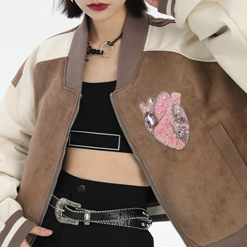 Steentjes Kraal Oog Rode Harten Patches Voor Kleding Geborduurde Applicaties Naai Menselijke Organen Bloem Diamant Badges Stickers