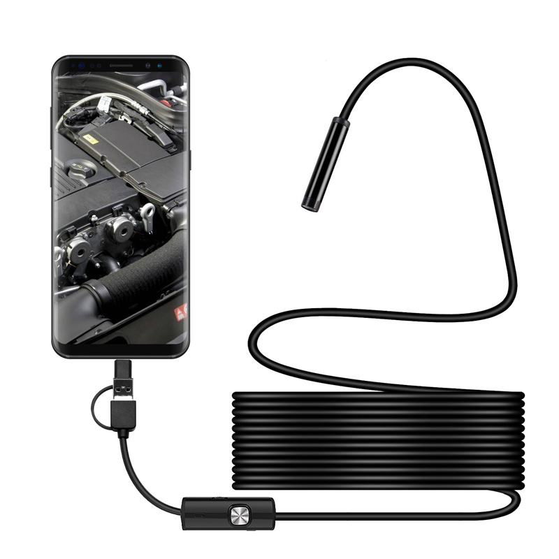 8mm endoscoopcamera 1200P HD USB-endoscoop met 8 LED 1/2/5/10M flexibele kabel Waterdichte inspectieborescoop voor Android PC
