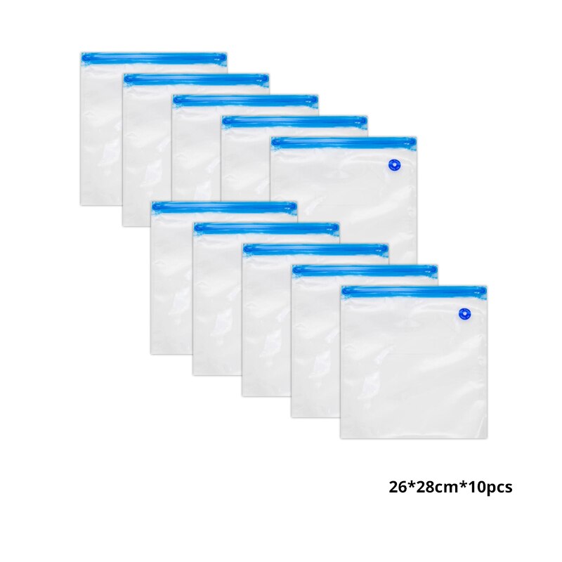 Tinton life handhållen mat vakuumförseglare förpackningsmaskin filmbehållare försegling vakuumförpackare med vakuum blixtlåspåsar: Påsar -26 x 28cm 10 st
