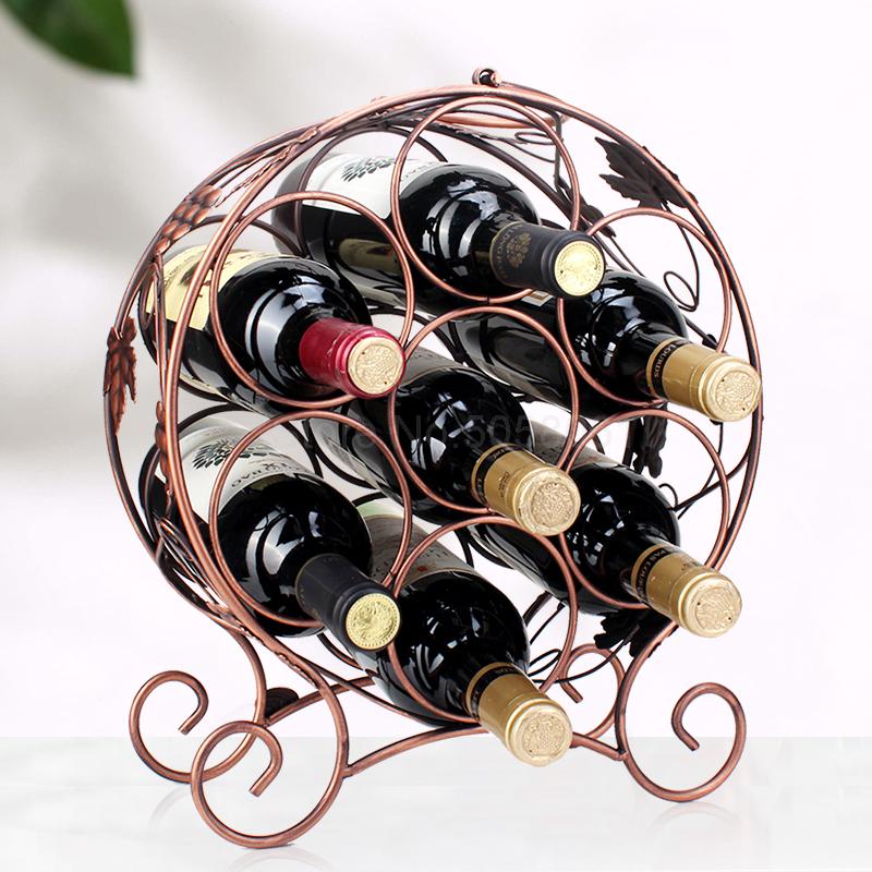 Smedejernsdekoration vinreol vinskab husholdningsvinflaskeholder rødvinsflaskeudstillingsstand