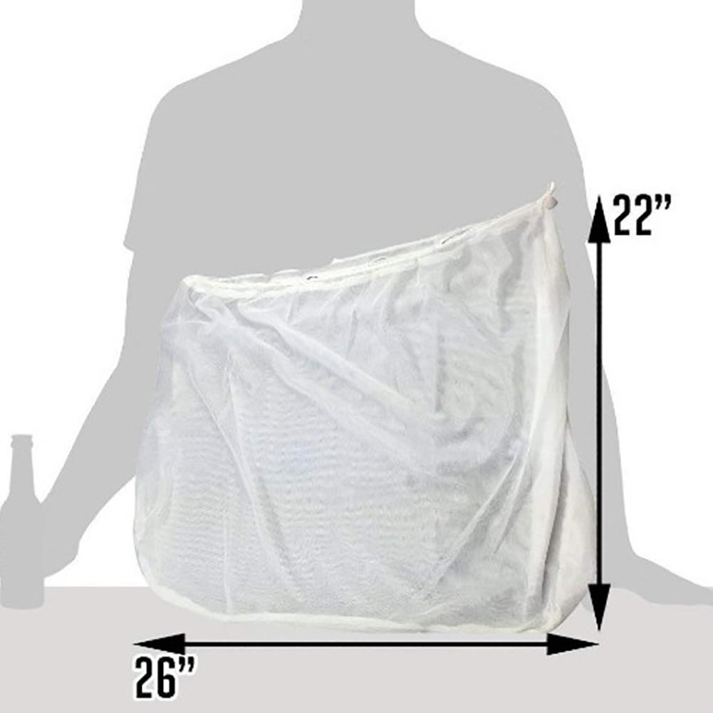 Durable Polyester Fine Mesh Bag Reusable Drawstring Filter Beer Bag Extra Large Whole Grain Brewing Bag Wine Making Tools