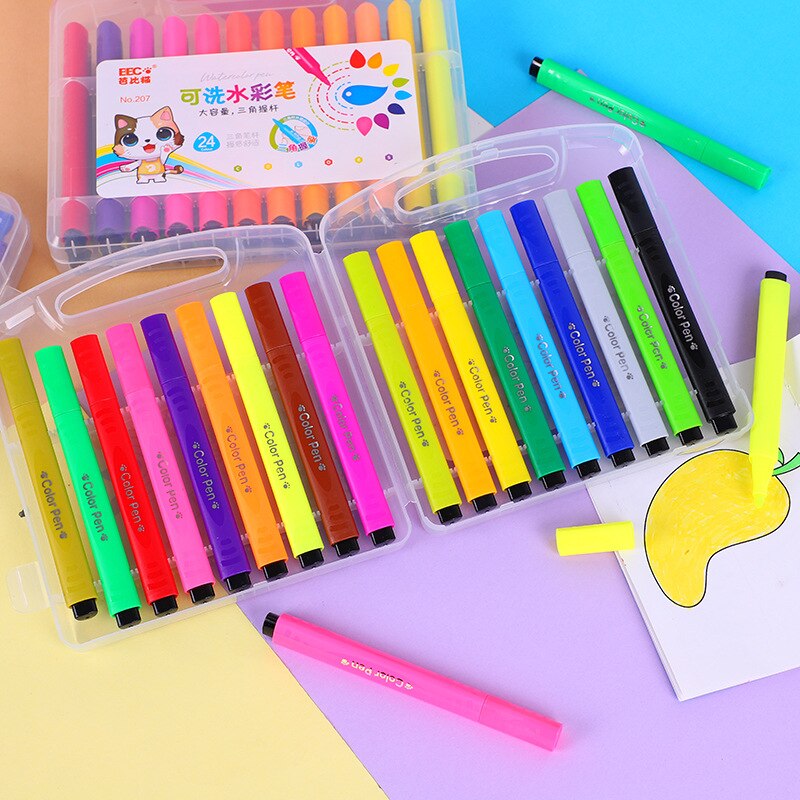 12/18/24/36 Colors Art Marker Pen Watercolor Pencils Drawing Set Art Supplies Graffiti Pen Washable Markers for Kids