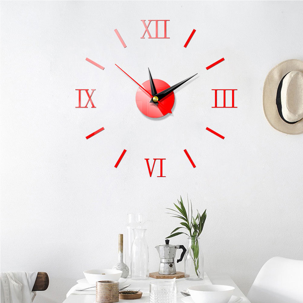 Nouvelle offre spéciale 3D grand miroir horloge murale bricolage Quartz montre nature morte horloges moderne décoration de la maison salon autocollants