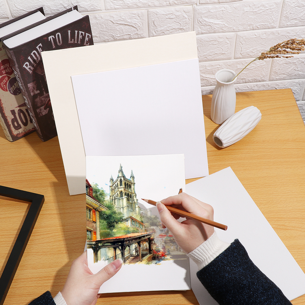 White Artboard Cotton Canvas for Oil Painting Hand Painted Frame Canvas Panels DIY Craft Painting Tool Hand Painted Accessories