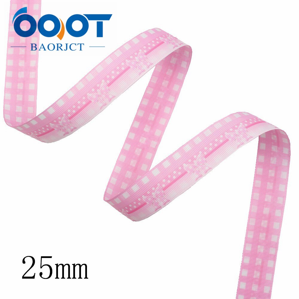 Ooot baorjct i -191227-2834,25mm 10 yards dubbelsidiga geometriska galler rosettband, rosett, kläder, festpyssel dekorationer: I -191227-2839
