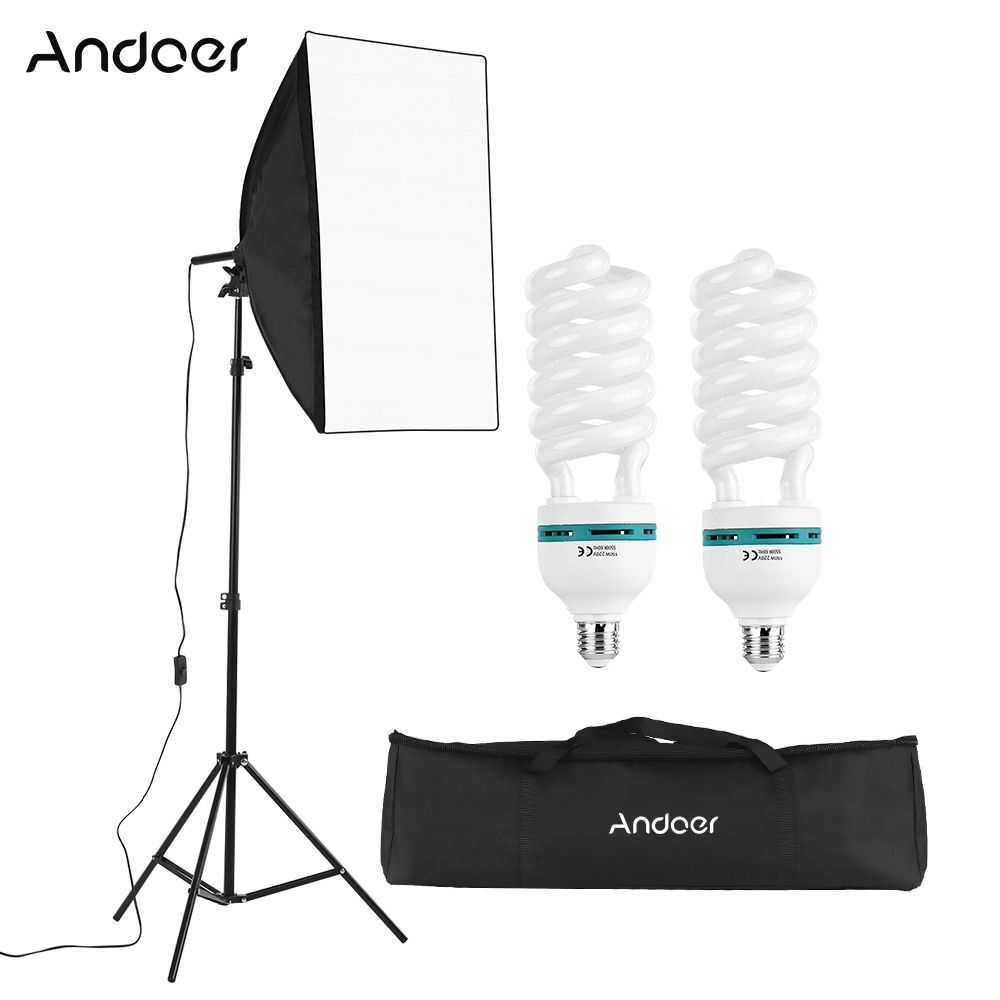 Andoer Photography Light Kit Studio Including Softbox Light Bulbs Light Stand Carry Bag Photography Studio Photo Studio Kit