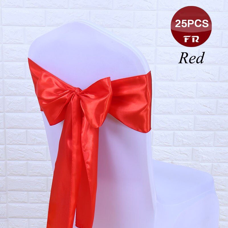 GRATIS 25 stk/partij Stoel Sjerpen Bow Tie 7 &quot;X 108&quot; Bruiloft Stoel Satijnen Sjerpen Gold Cover Bruiloft decor Party Banquet Venue: Red